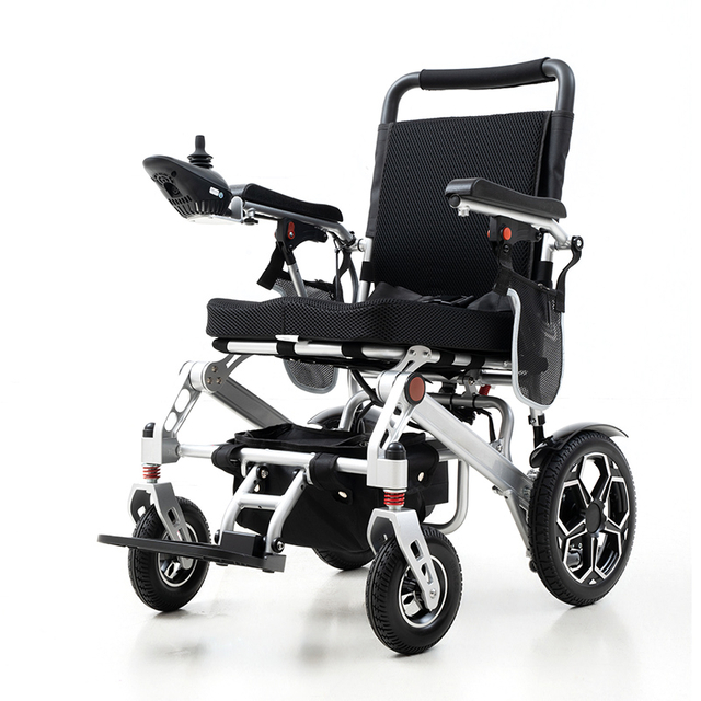 Fauteuil roulant &eacute;lectrique pliable l&eacute;ger en alliage d'aluminium avec batterie au lithium 